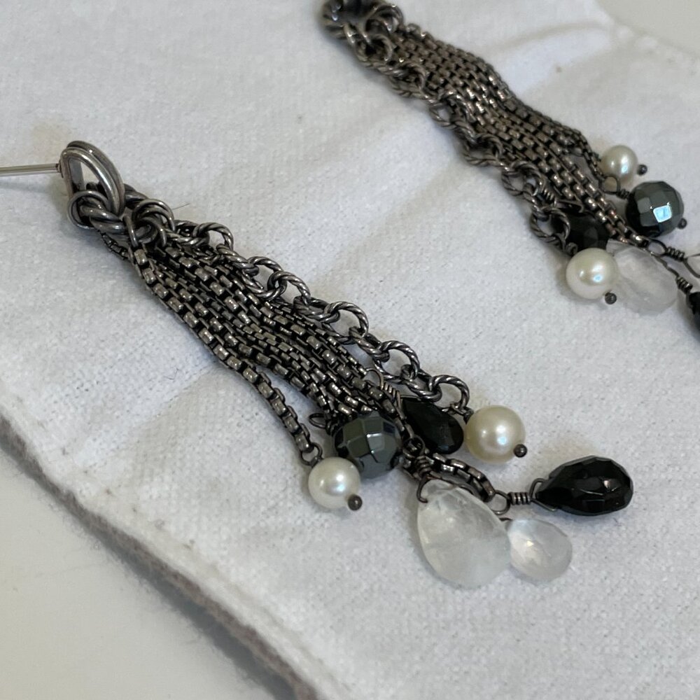 David Yurman Sterling Silver Multi-Strand, Multi-Stone Earrings